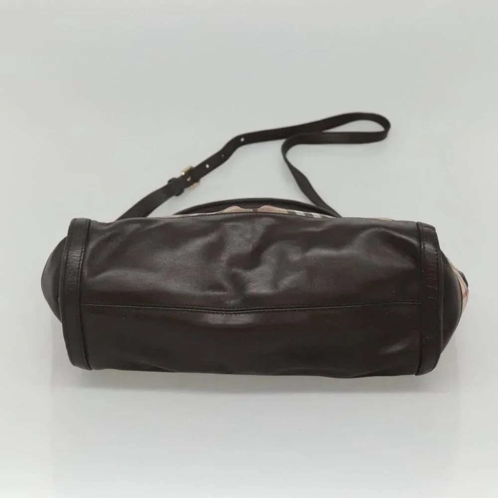 BURBERRY Nova Check Hand Bag PVC Leather 2way Beige Brown Auth 117724 - Picture 10 of 16